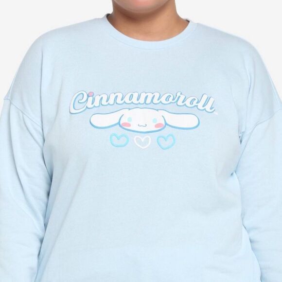 Hot Topic Cinnamoroll Pastel Blue Heart Sweatshirt Plus Size 4 NWT IN PACKAGING - Picture 1 of 5
